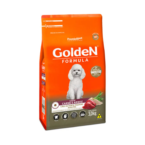 Golden Formula Mini Bits Cães Adultos Raças Pequenas Carne e Arroz 3kg