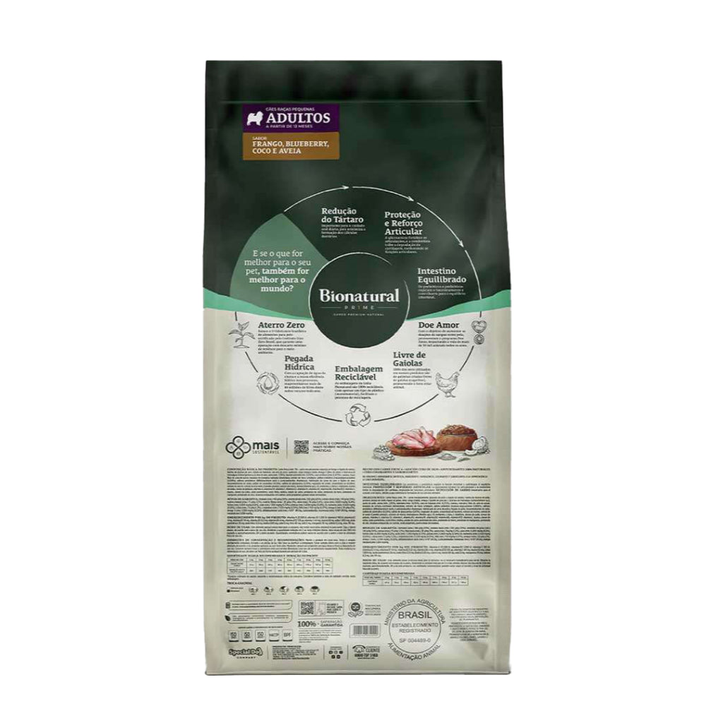 Ração Bionatural Prime Cães Adultos Raças Pequenas sabor Frango