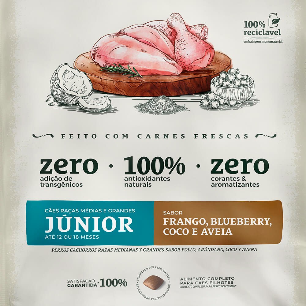 Ração Bionatural Prime Junior Cães Filhotes Raças Médias e Grandes Frango