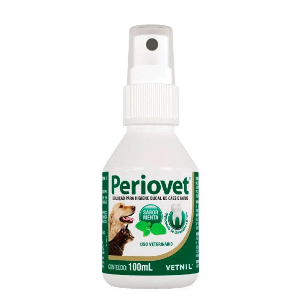 Periovet Spray 100 Ml - Vetnil- contra mau hálito cachorros e gatos