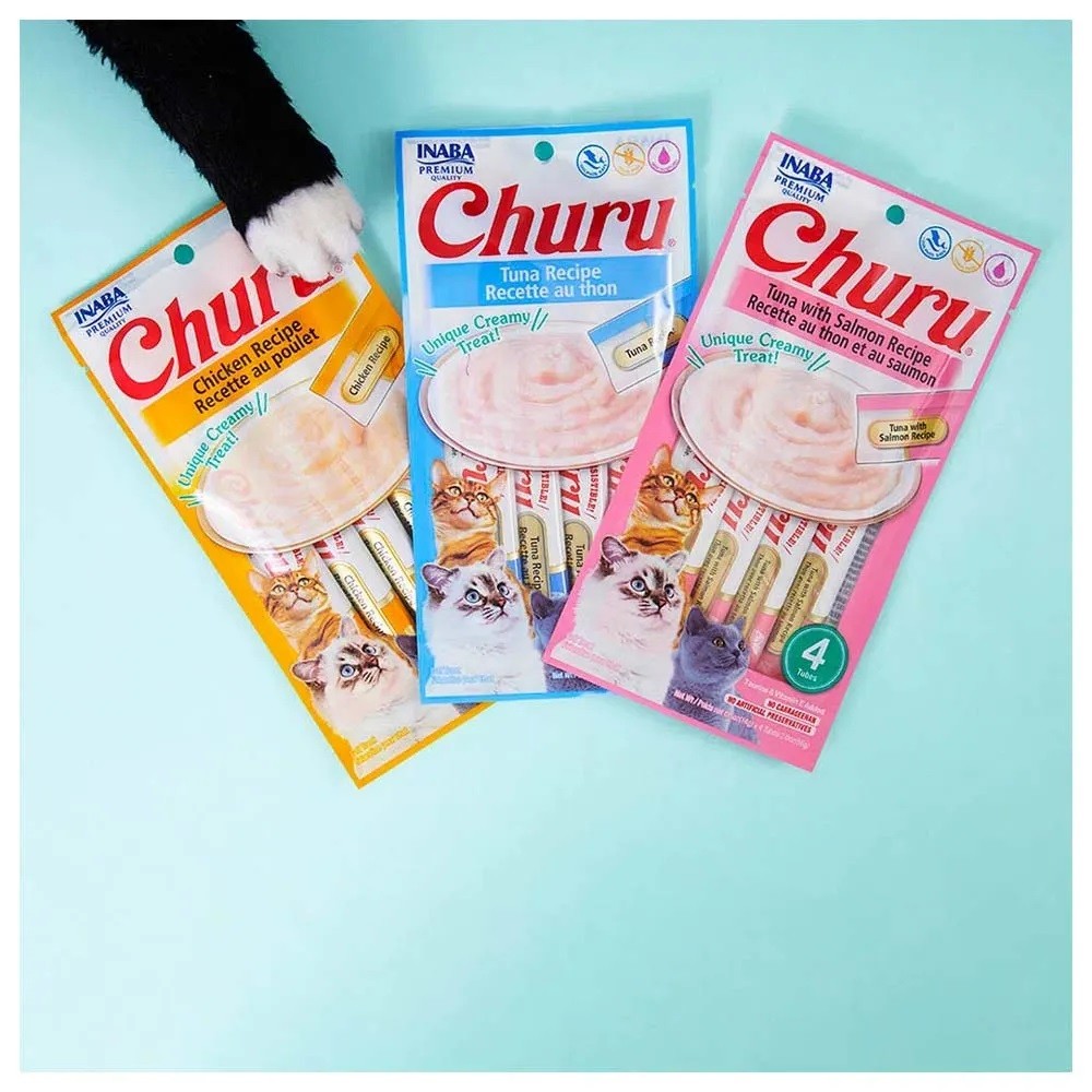 Petisco Premium Gatos Churu Sabor Atum Pacote com 4 Sachês