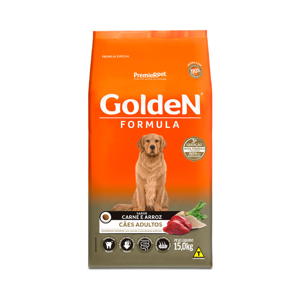 Golden Fórmula para Cães Adultos Sabor Carne e Arroz 15KG