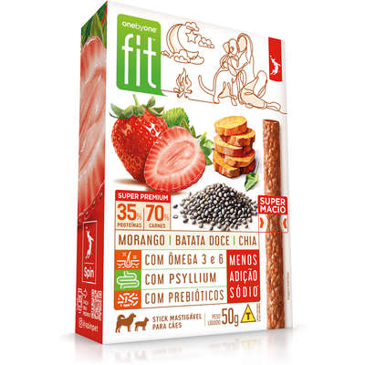 Petisco Fit para Cães Sabor Morango Batata Doce e Chia