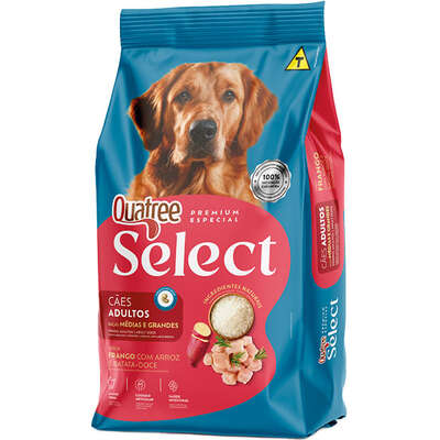 Quatree Select Frango e Arroz Cães Adultos Raças Médias e Grandes 15KG