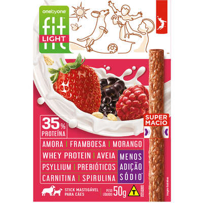 Bifinho Spin Pet Fit Light Stick para Cães Sabor Amora e Framboesa