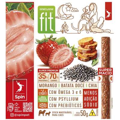 Petisco Fit para Cães Sabor Morango Batata Doce e Chia