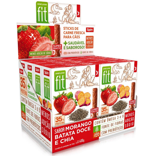 Petisco Para Cães Spin Fit Kit 8 Unidades Sabor Morango