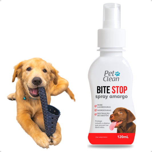 Bite Stop Pet Clean Spray Amargo Adestrador Anti lambida, Mordedura e Destruição de Objetos - 120 ml
