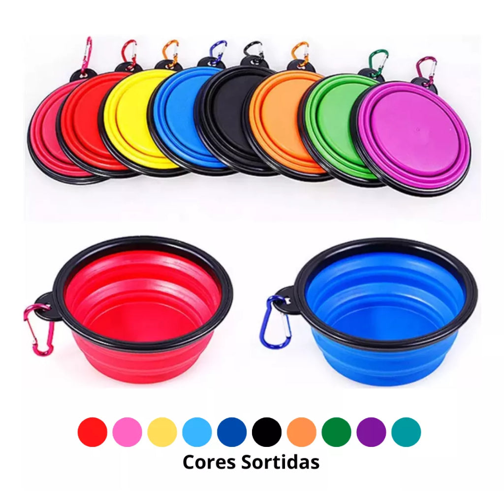 Bebedouro Comedouro Retrátil para Cachorro Gato Pet Passeio Hidratação Prático