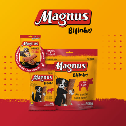 Bifinho Petisco Magnus 500g Sabor Carne - Petisco para Cachorros Pet
