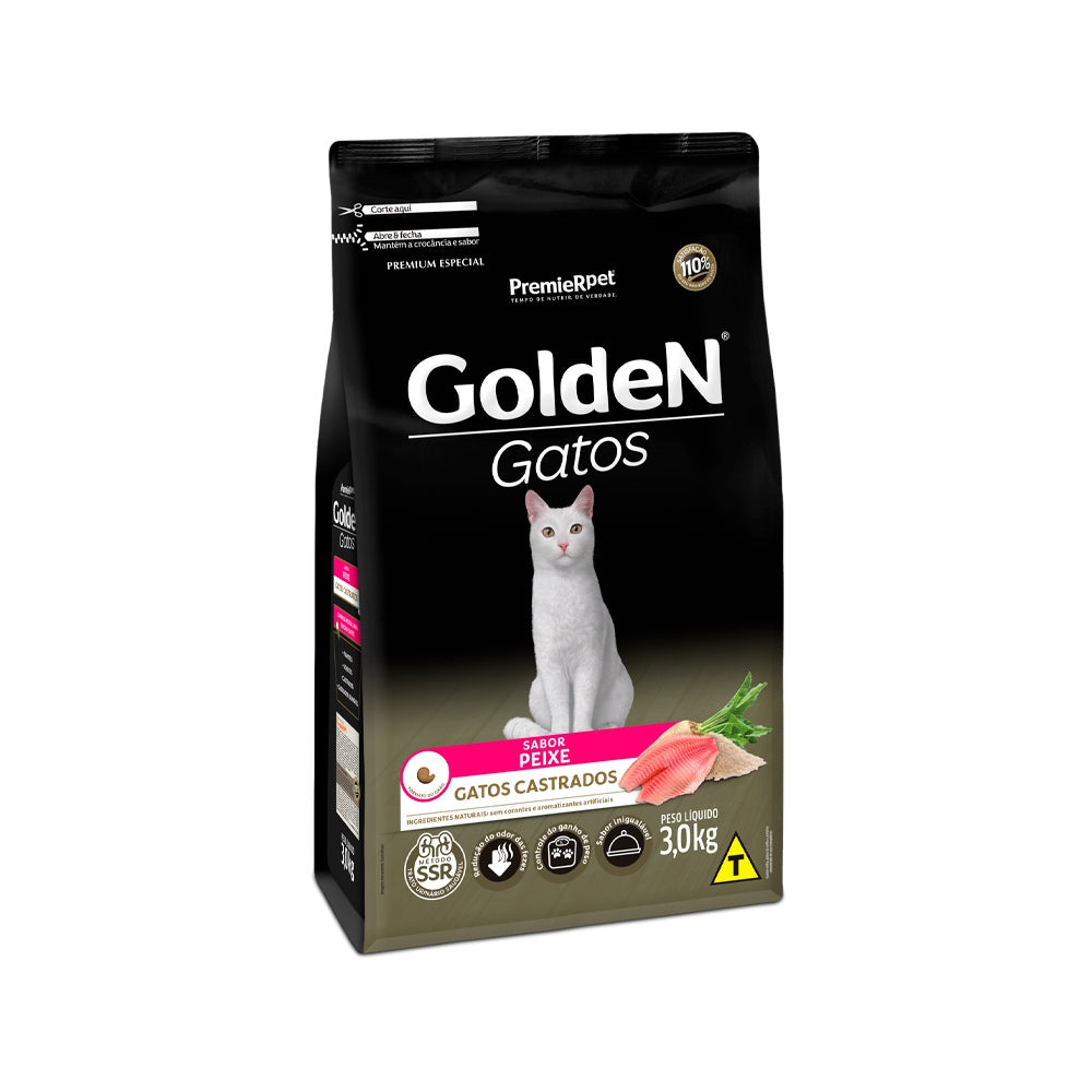 Ração Golden para Gatos Castrados Sabor Peixe 3kg