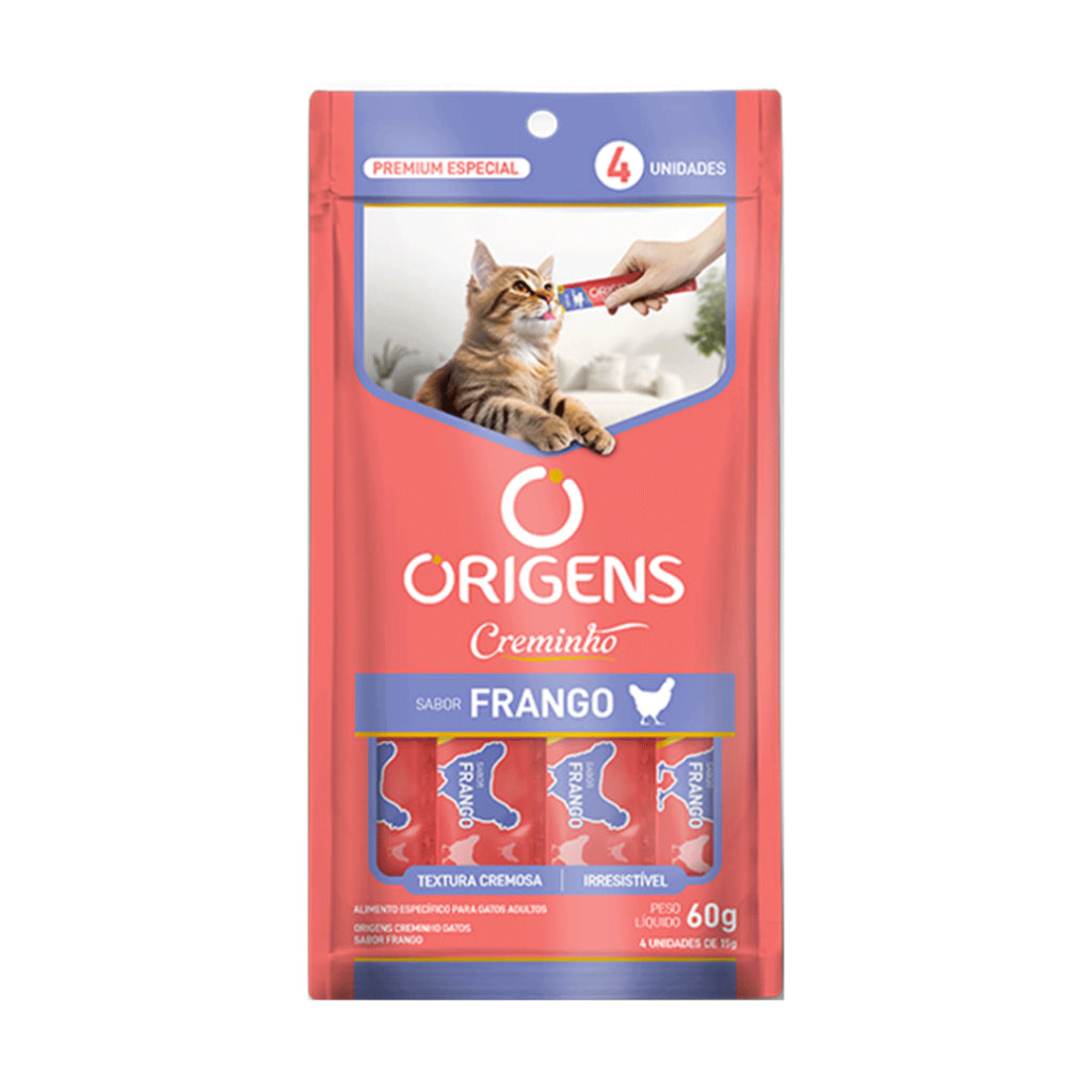Petisco Para Gatos Creminho Origens Tipo Churu Creamy Truly Cartela Com 4 Tubinhos Sabores Variados 60g