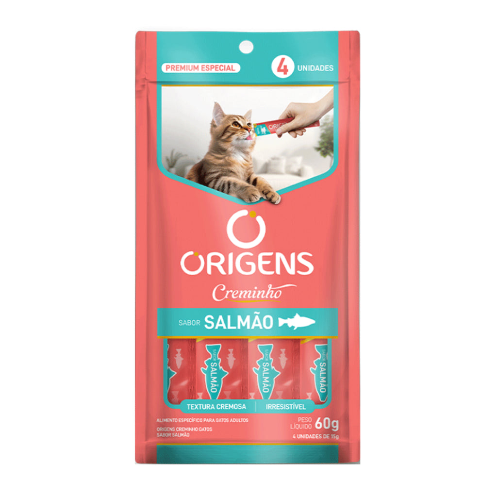 Petisco Para Gatos Creminho Origens Tipo Churu Creamy Truly Cartela Com 4 Tubinhos Sabores Variados 60g