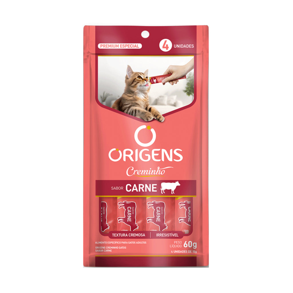 Petisco Para Gatos Creminho Origens Tipo Churu Creamy Truly Cartela Com 4 Tubinhos Sabores Variados 60g