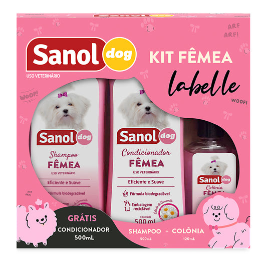 Kit Sanol Dog Femea Labelle (Shampoo + Condicionador + Colônia)
