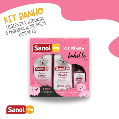 Kit Sanol Dog Femea Labelle (Shampoo + Condicionador + Colônia)