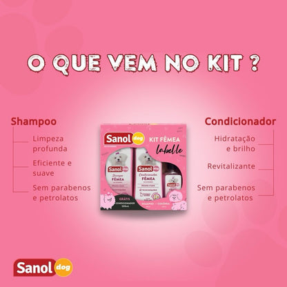 Kit Sanol Dog Femea Labelle (Shampoo + Condicionador + Colônia)