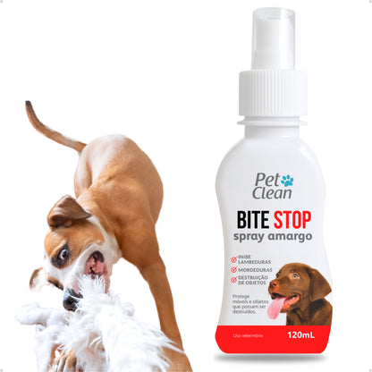 Bite Stop Pet Clean Spray Amargo Adestrador Anti lambida, Mordedura e Destruição de Objetos - 120 ml