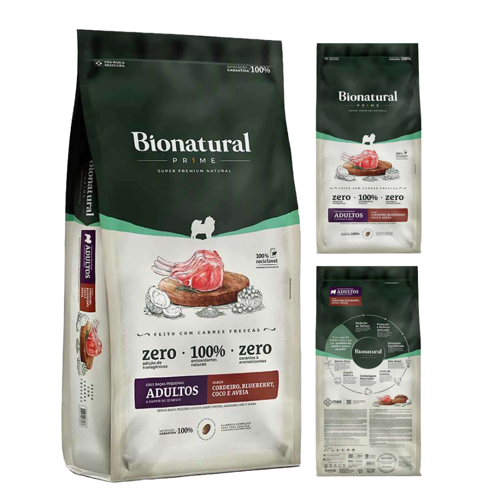 Ração Bionatural Prime para Cães Adultos Raças Pequenas sabor Cordeiro