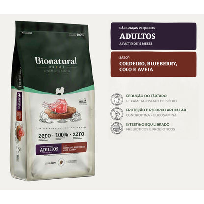 Ração Bionatural Prime para Cães Adultos Raças Pequenas sabor Cordeiro