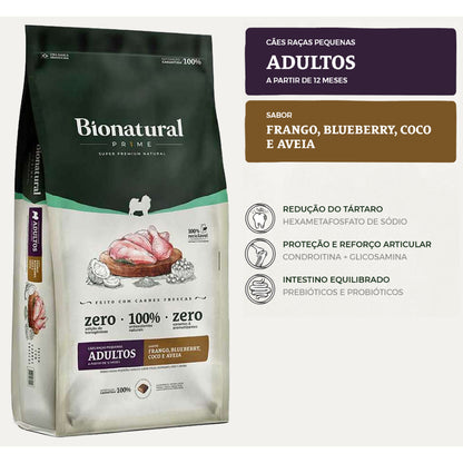 Ração Bionatural Prime Cães Adultos Raças Pequenas sabor Frango
