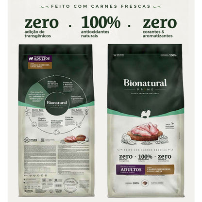 Ração Bionatural Prime Cães Adultos Raças Pequenas sabor Frango