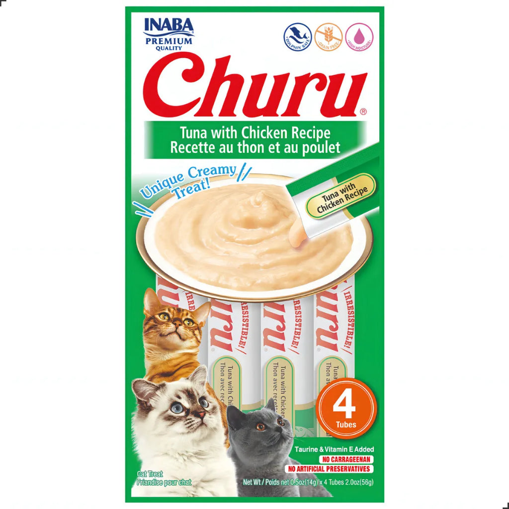 Petisco Churu Super Premium Gatos Atum E Frango 4 Tubos 14g