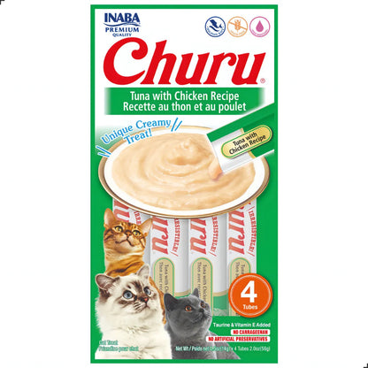 Petisco Churu Super Premium Gatos Atum E Frango 4 Tubos 14g