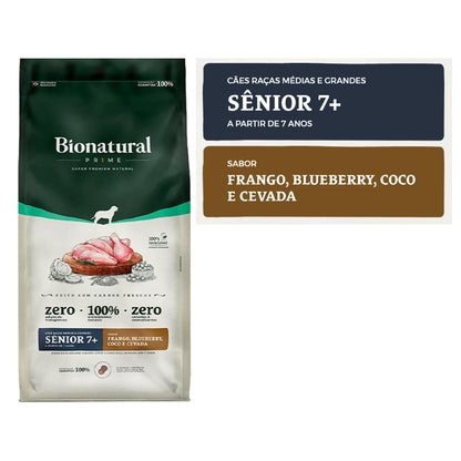 Ração Bionatural Prime Cães Sênior 7+ Raças Médias e Grandes sabor Frango
