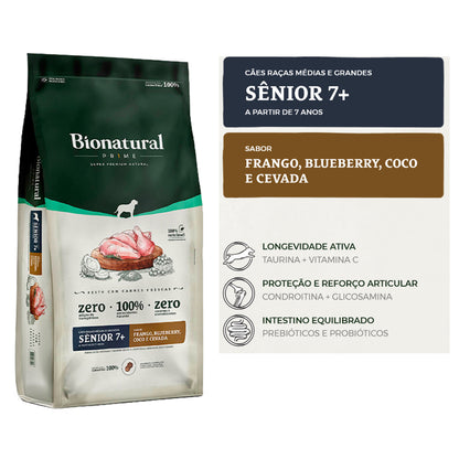 Ração Bionatural Prime Cães Sênior 7+ Raças Médias e Grandes sabor Frango