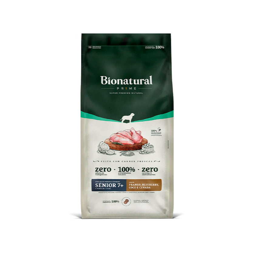 Ração Bionatural Prime Cães Sênior 7+ Raças Médias e Grandes sabor Frango
