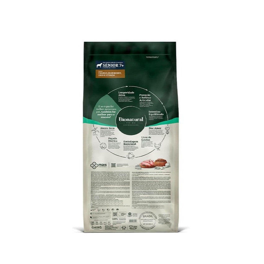 Ração Bionatural Prime Cães Sênior 7+ Raças Médias e Grandes sabor Frango