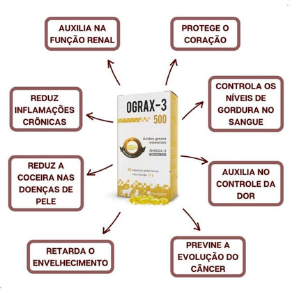 Ograx 500 mg Suplemento para Cães e Gatos Omega-3