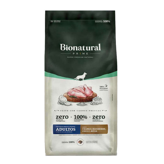 Ração Bionatural Prime Cães Adultos Raças Médias e Grandes sabor Frango