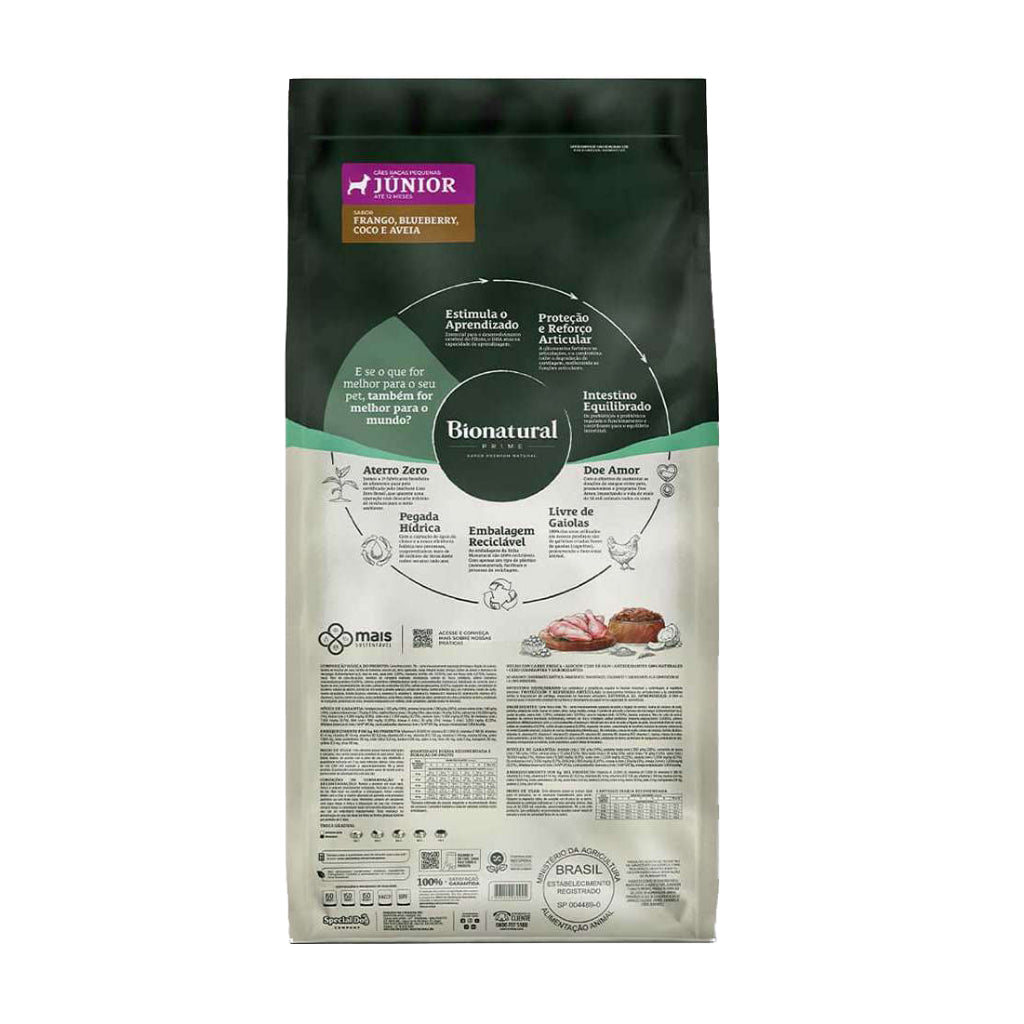 Ração Bionatural Prime Junior Cães Filhotes Raças Pequenas Frango
