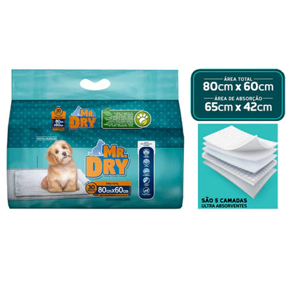 Tapete Higiênico Mr Dry para Cães 80X60Cm - 30 unidades