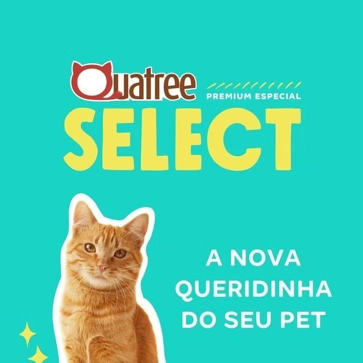 Ração Quatree Select Gatos Castrados Frango e Arroz 3Kg Alimento Premium Especial