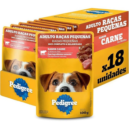 Ração Úmida Pedigree Sachê Cães Adultos Raças Pequenas Carne ao Molho 100g