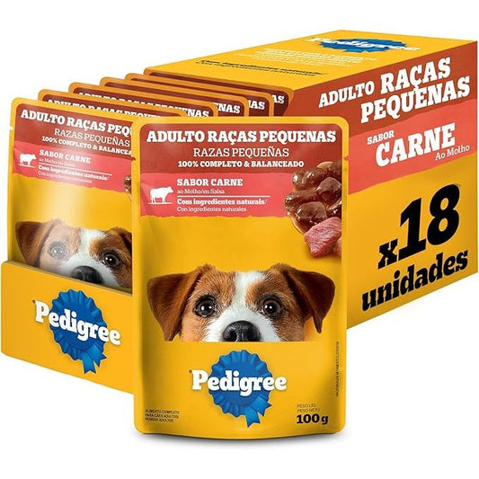 Ração Úmida Pedigree Sachê Cães Adultos Raças Pequenas Carne ao Molho 100g