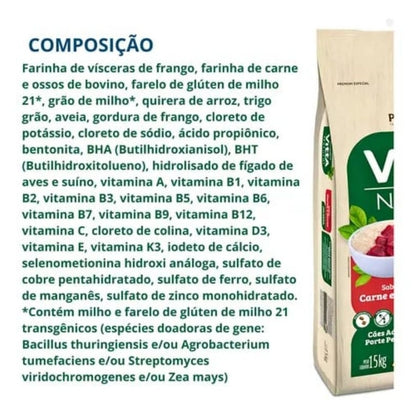 Vitta Natural Cães Adulto Raças Pequenas Carne e Arroz 15KG