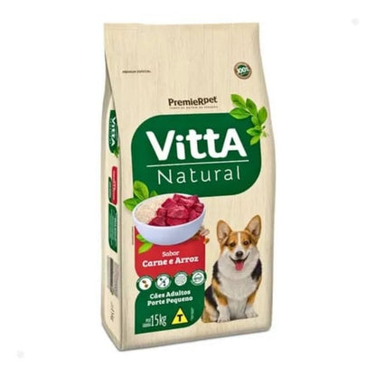 Vitta Natural Cães Adulto Raças Pequenas Carne e Arroz 15KG