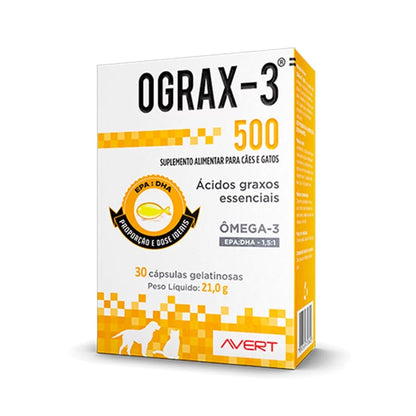 Ograx 500 mg Suplemento para Cães e Gatos Omega-3
