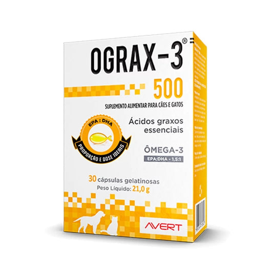 Ograx 500 mg Suplemento para Cães e Gatos Omega-3