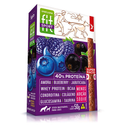 Kit Petisco Macio Spin Fit Blueberry Pet Bifinho 8 Caixinhas