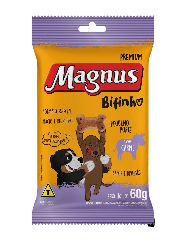 Bifinhos Cães Pq Porte 60g Carne Magnus