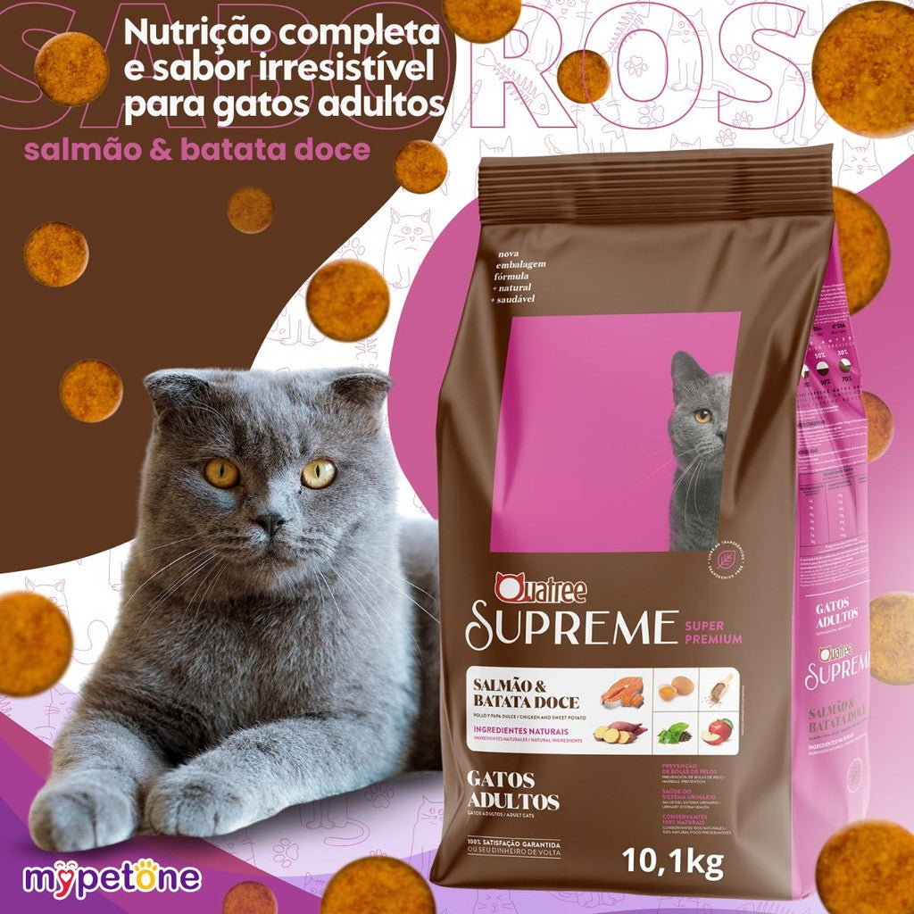 Quatree Supreme Gatos Adultos Salmão e Batata Doce - 10,1kg