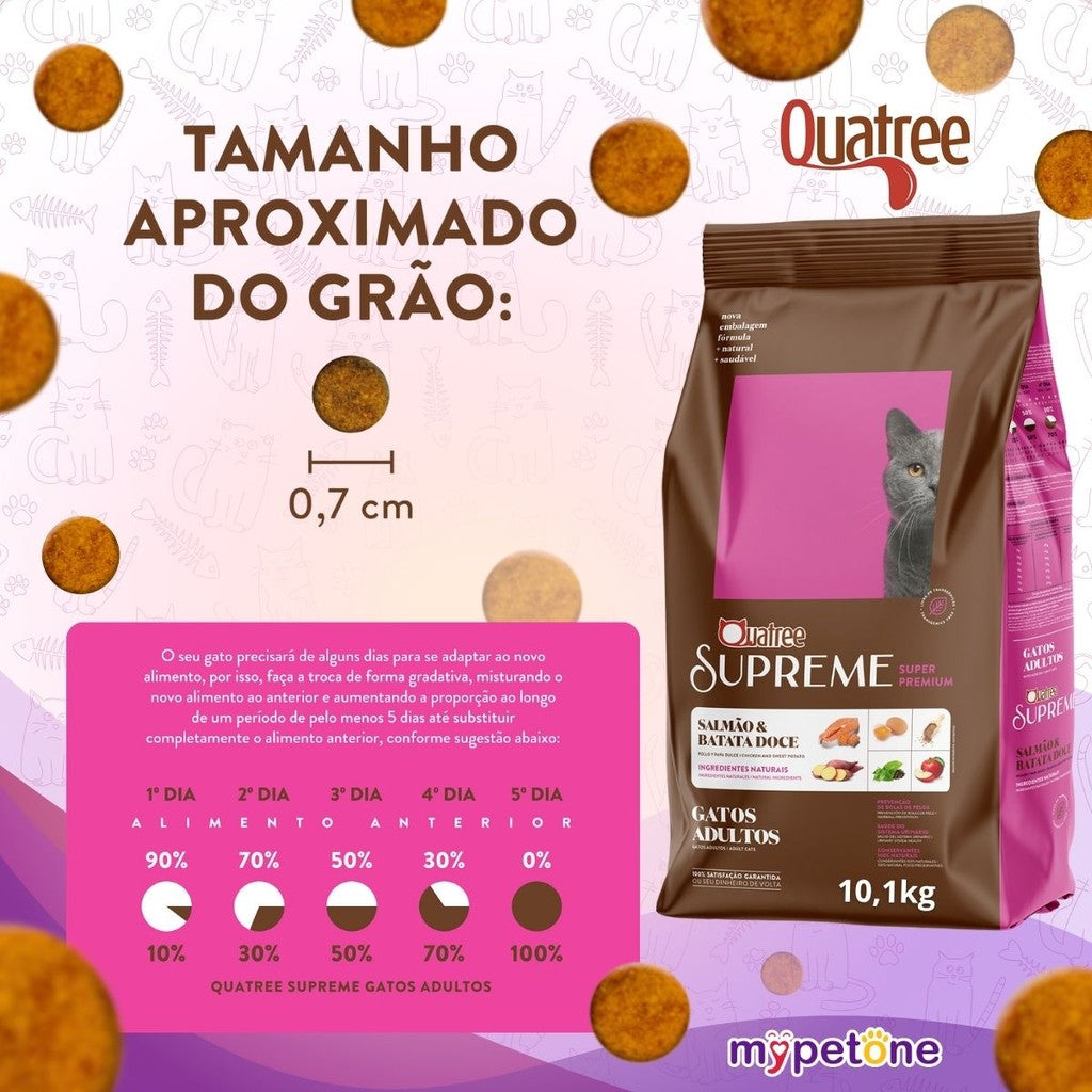 Quatree Supreme Gatos Adultos Salmão e Batata Doce - 10,1kg