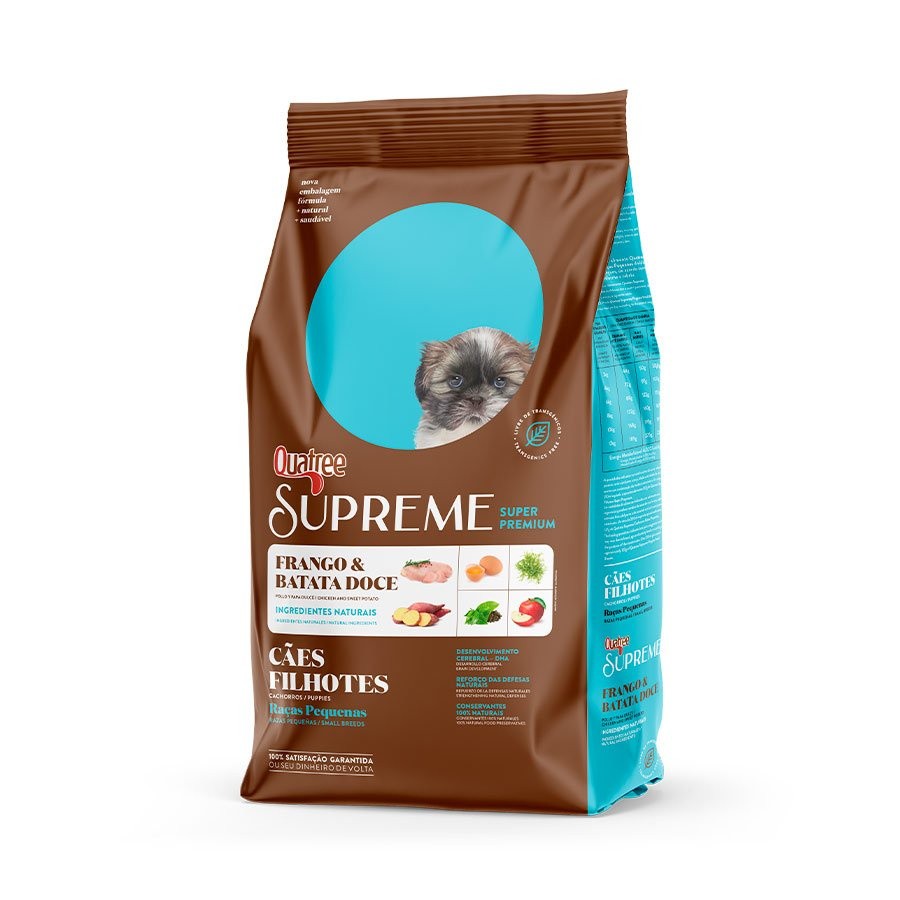 Ração Quatree Supreme Cães Filhotes Raças Pequenas Frango e Batata Doce 3kg