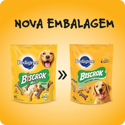 Biscoito Pedigree Biscrok Multi Cães Adultos 1kg
