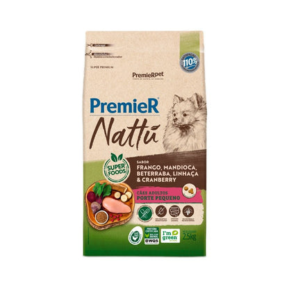 Ração Premier Nattu para Cães Adultos de Pequeno Porte Sabor Mandioca 2,5kg